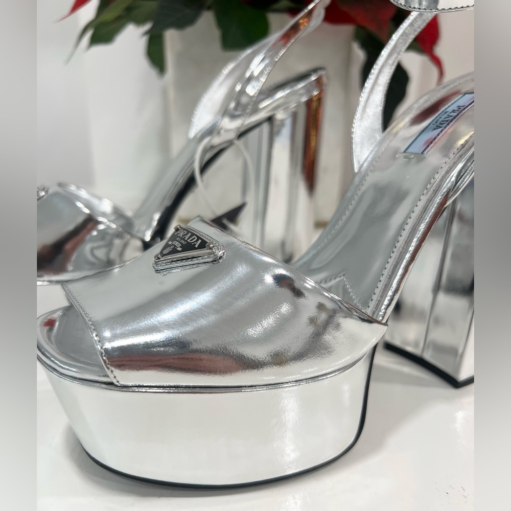 Prada Silver Platform Sandals - Picture 2 of 10